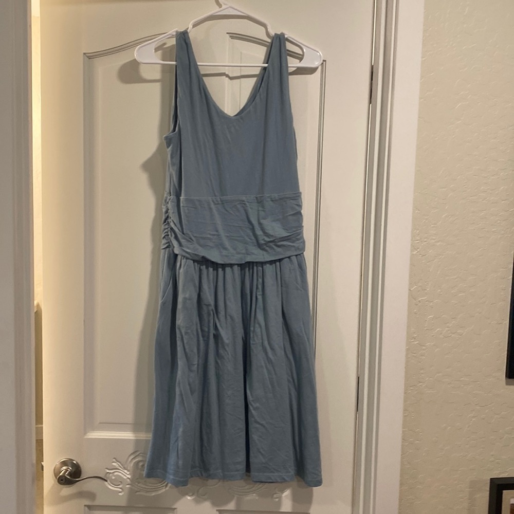 Synergy Clothing Blue Gathered Waist Moxie Cotton Dress